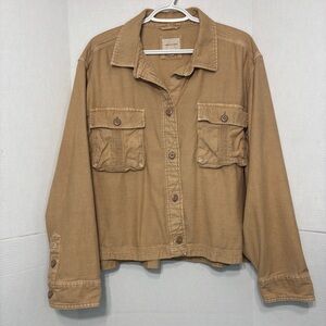 American Eagle Women’s XXL Cropped Brown Lightweight Utility Jacket 100% Cotton